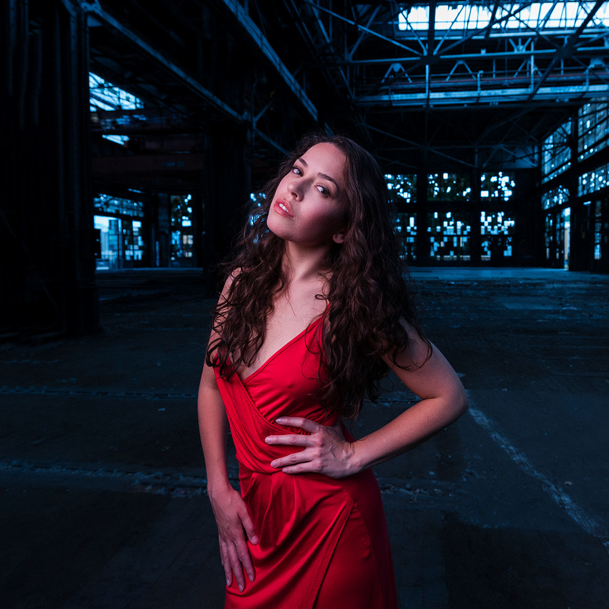 lady in the red dress portrait